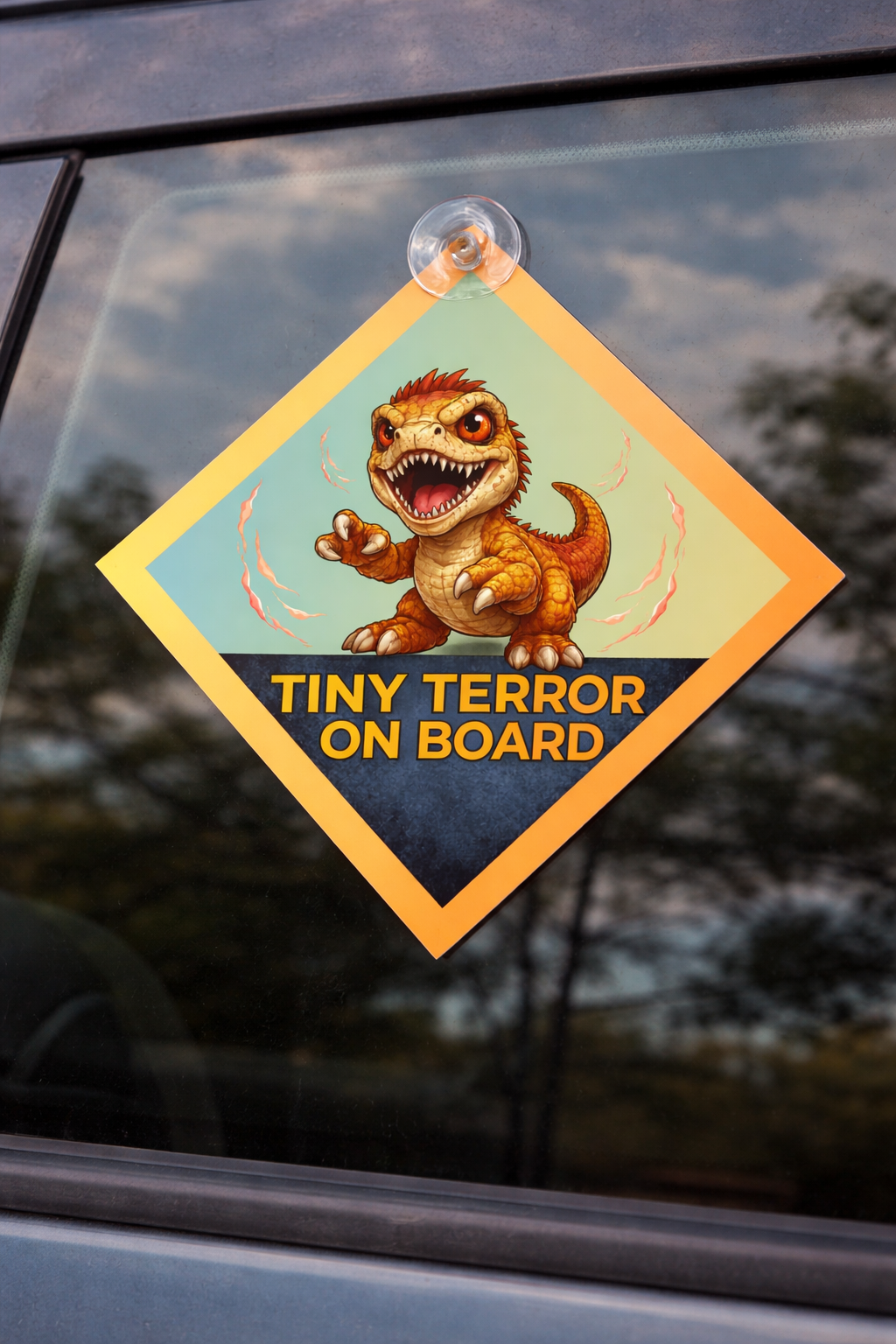 #Beastmode Dino Car Sign – Tiny Terror On Board