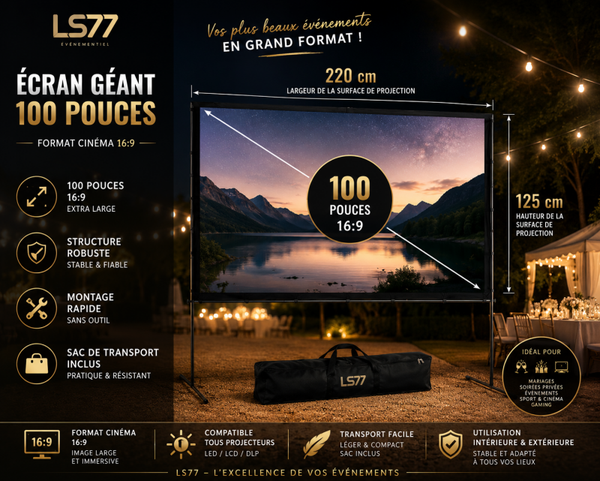 Ecran géant 100" pour videoprojecteur