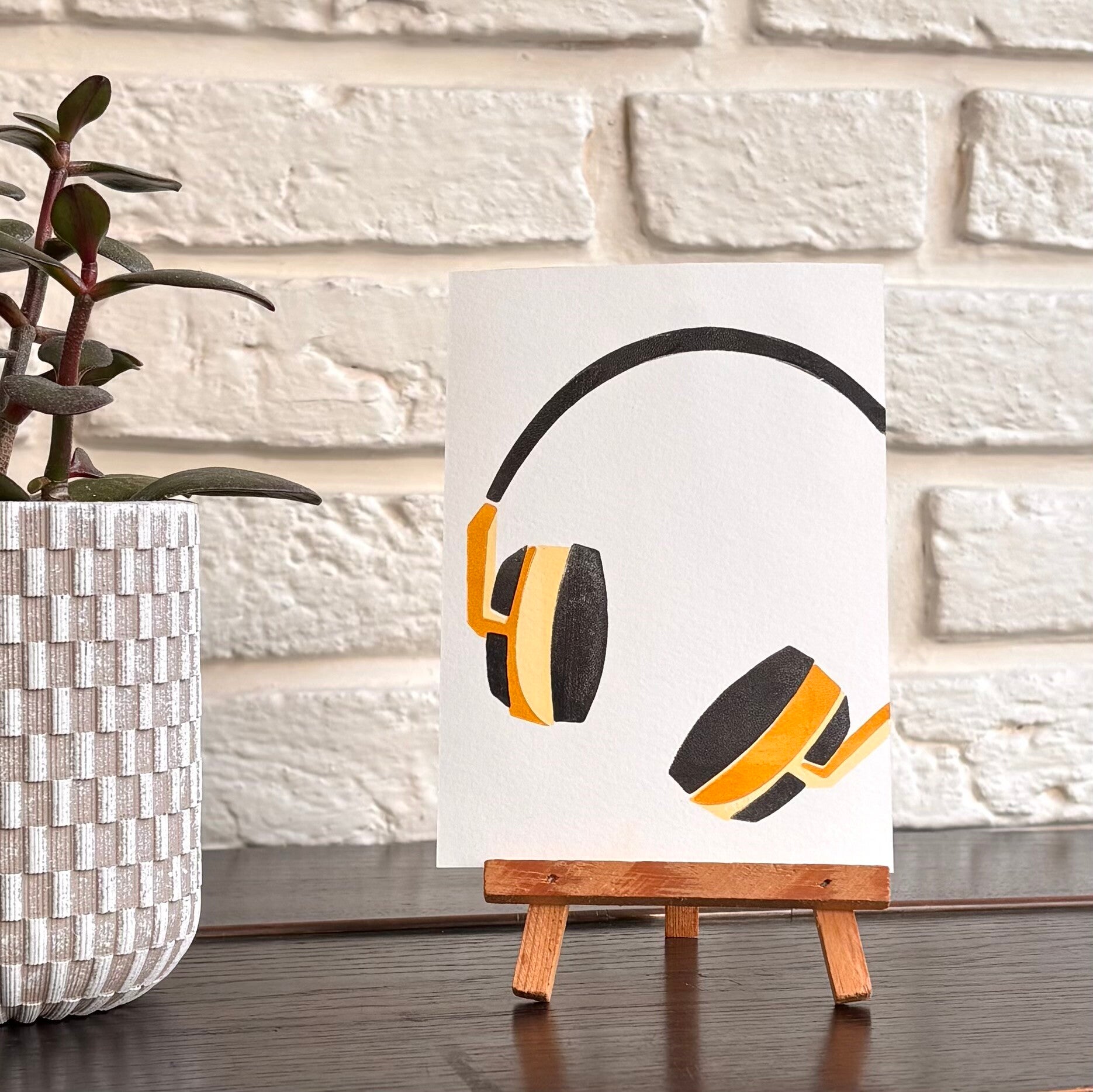 kaart headphones - oranje-bruin