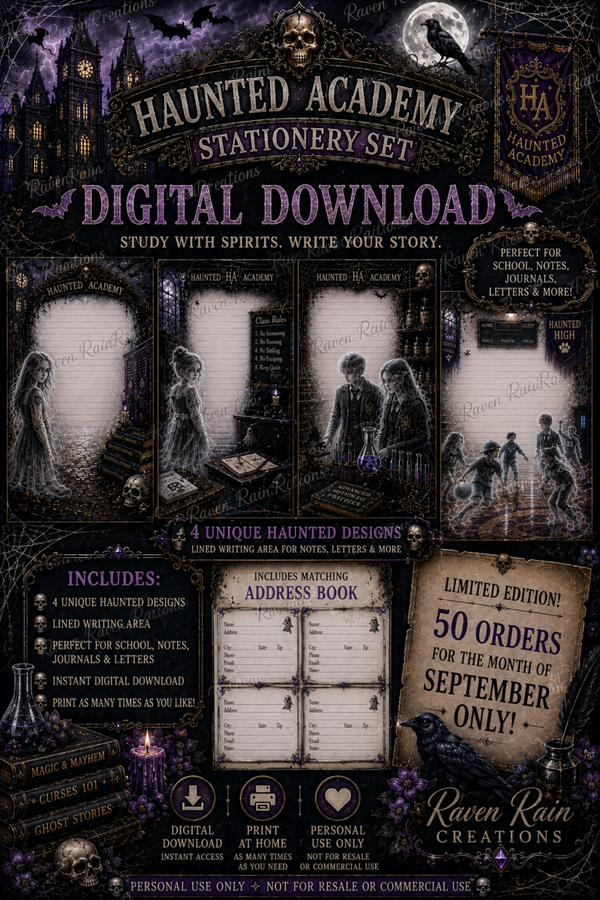 Haunted Academy Stationary Digital Download