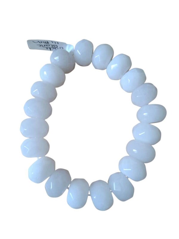 Bracelet Jade Blanc facetté 14mm