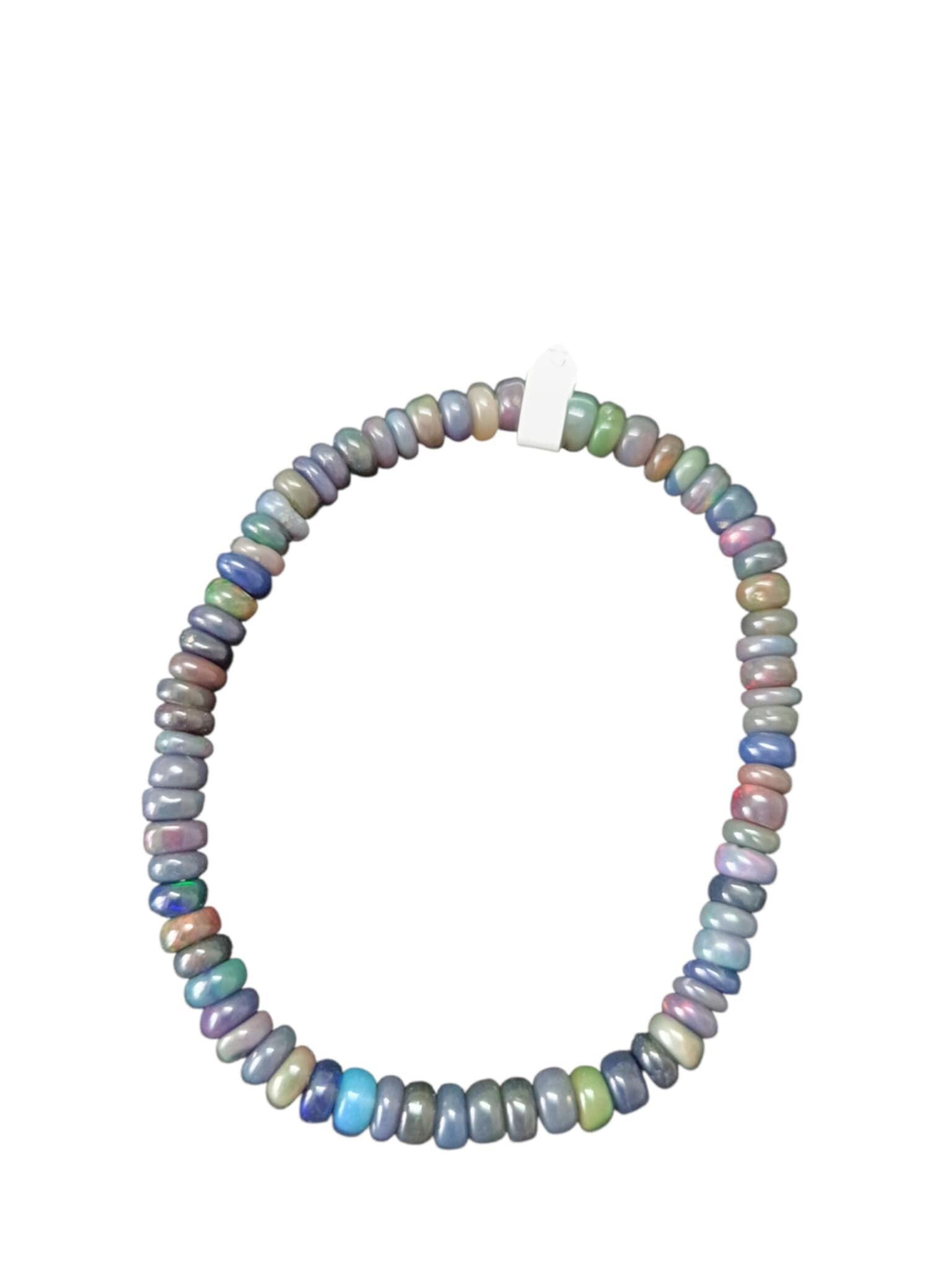 Bracelet Opale Noire d'Ethiopie Donuts 5mm Grade AA