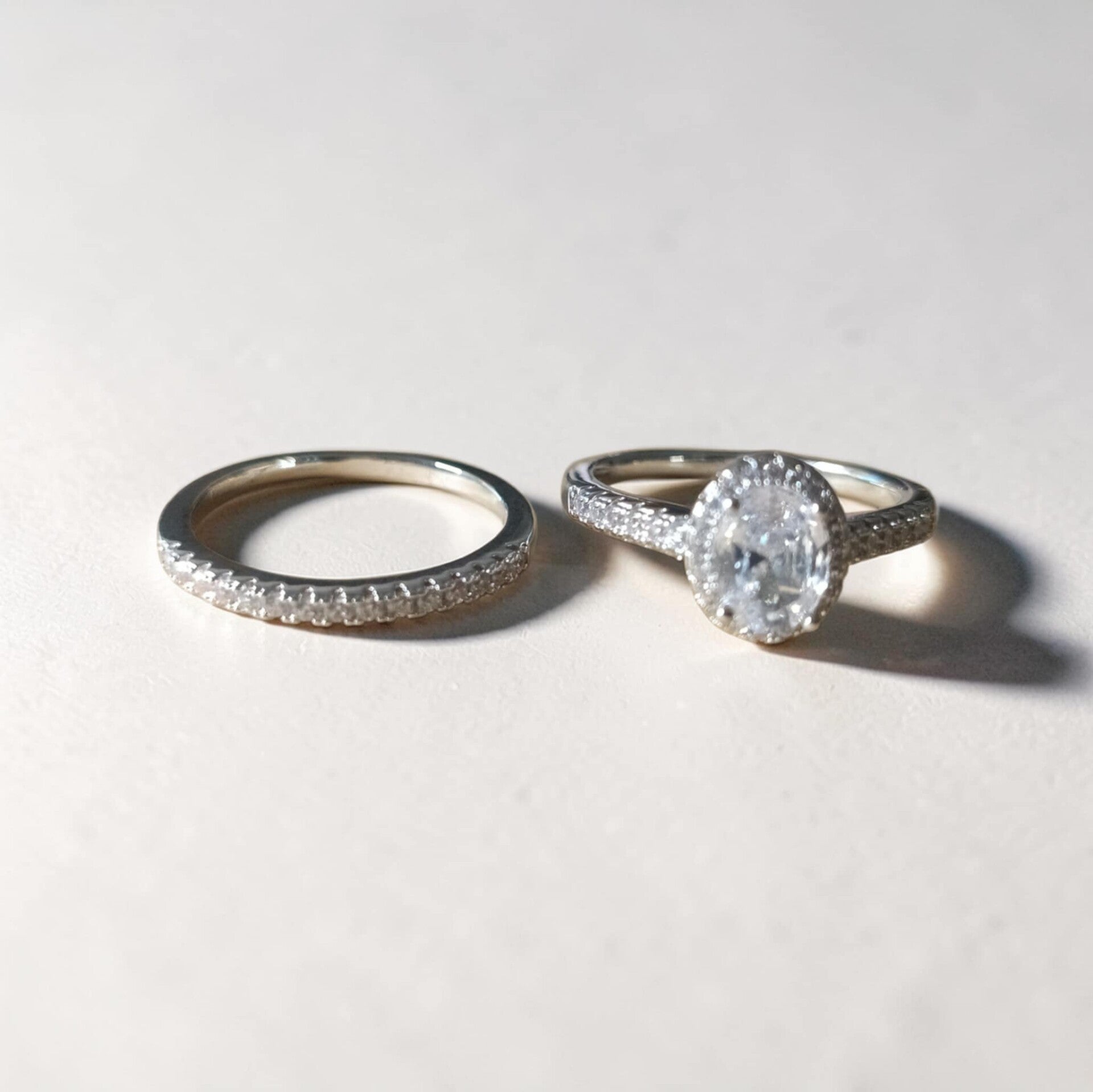 Alliance & Bague de Fiançailles Zirconium, Argent S925 , Taille 59-60