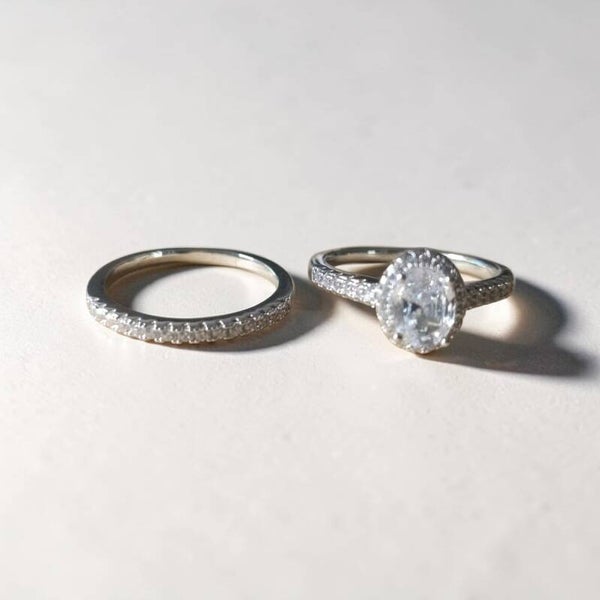 Alliance & Bague de Fiançailles Zirconium, Argent S925 , Taille 59-60