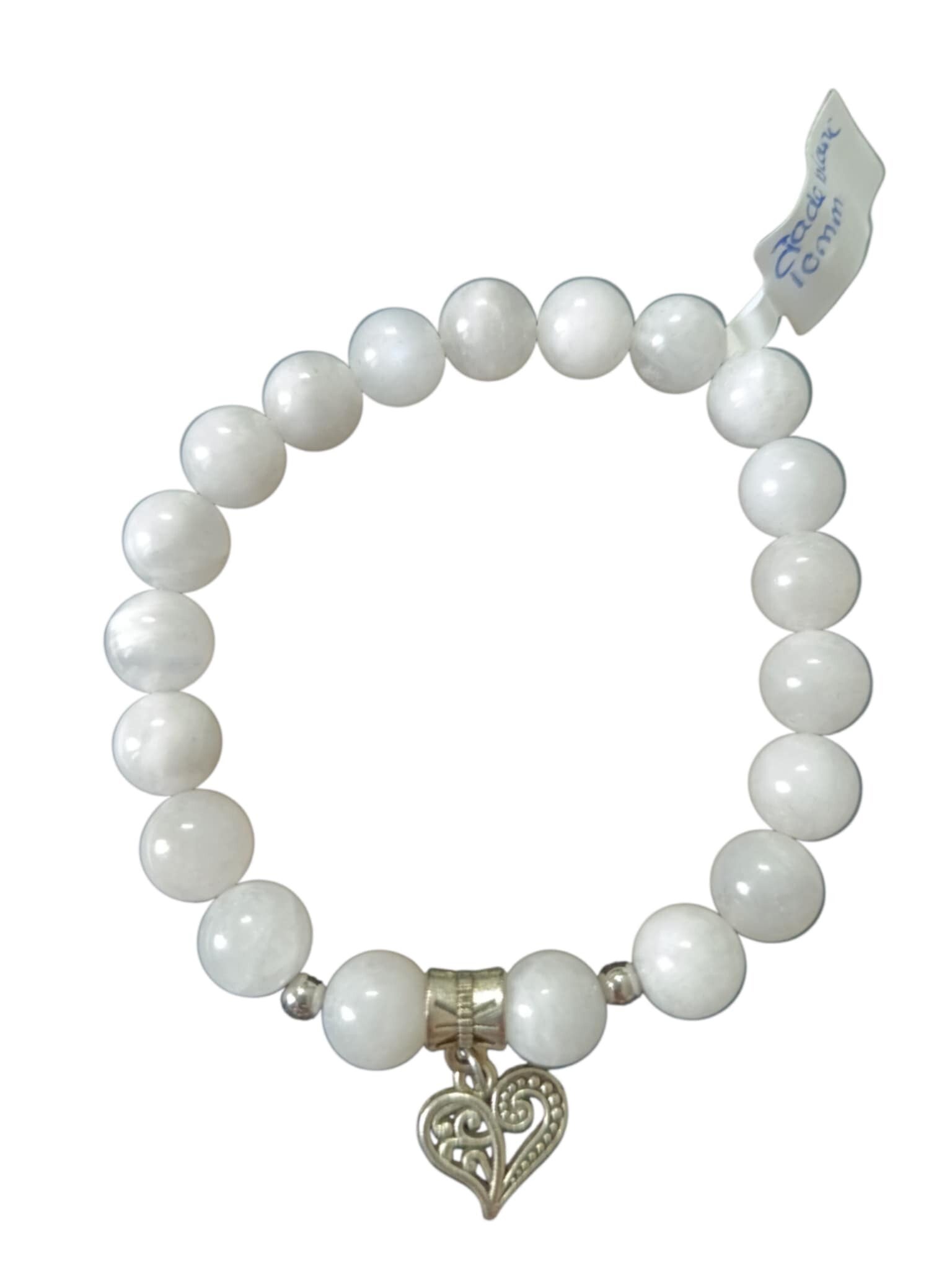 Bracelet Jade Blanc " Coeur "