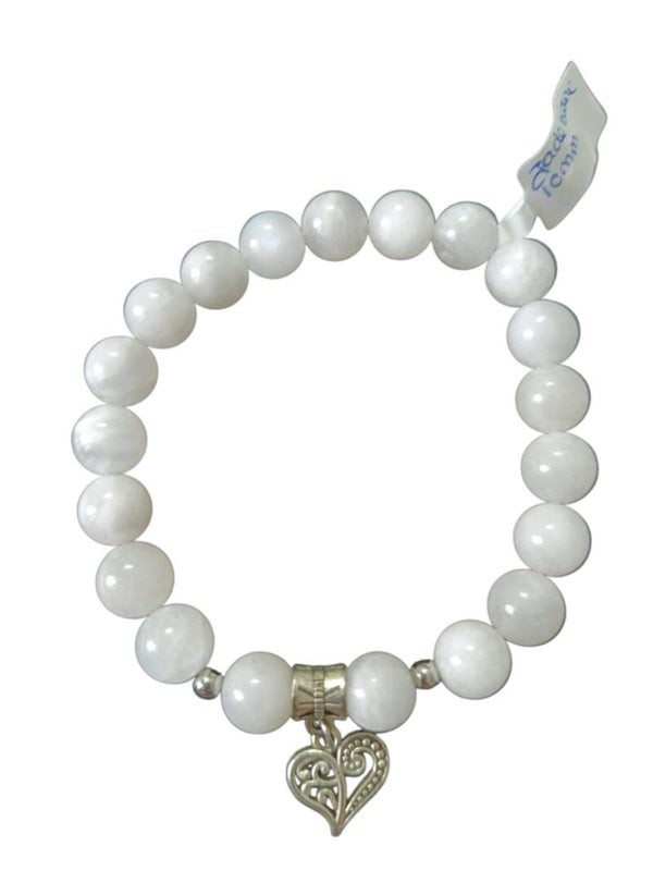 Bracelet Jade Blanc " Coeur "