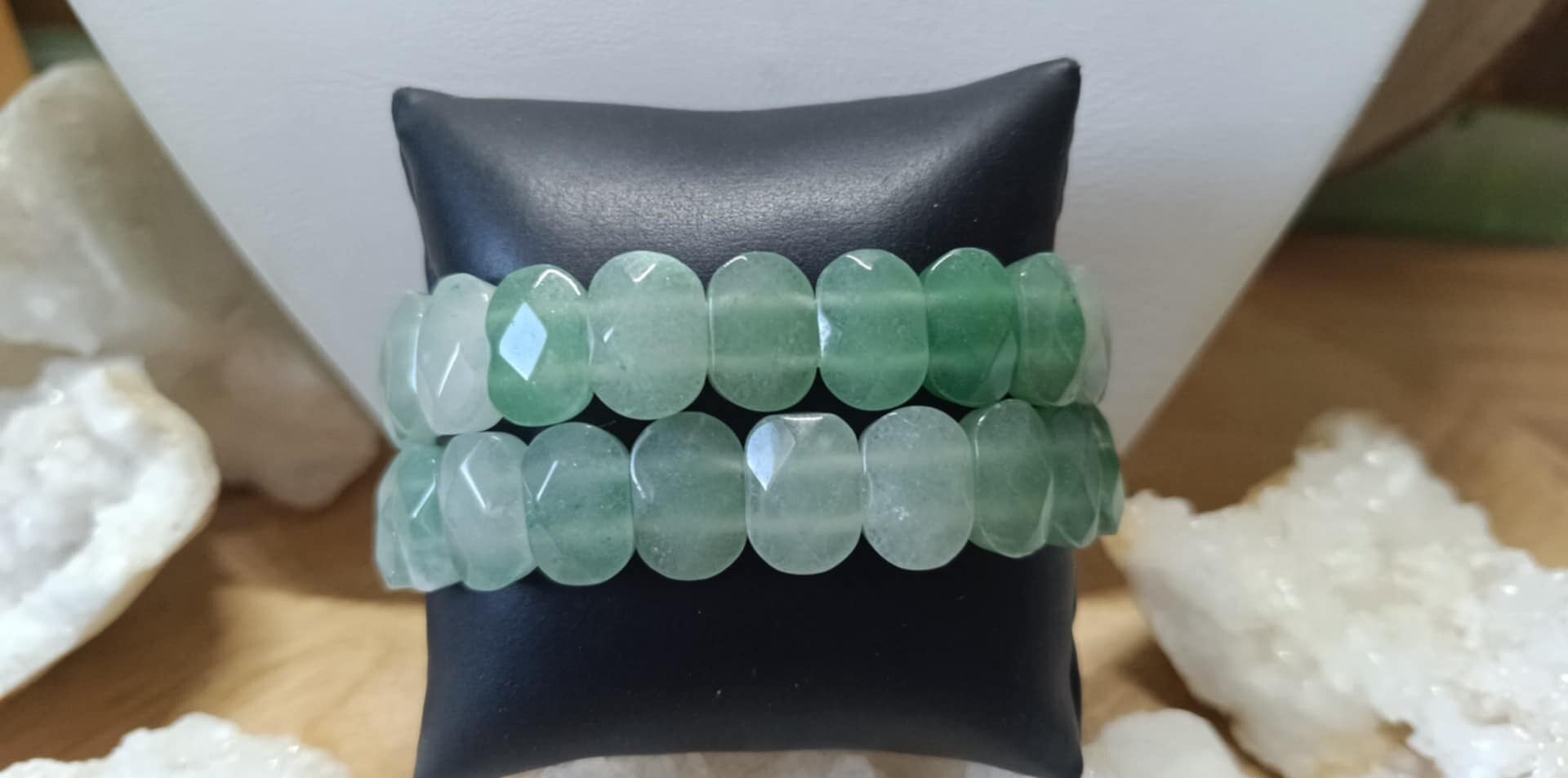 Bracelet Aventurine Verte Ovale Facetté  14mm