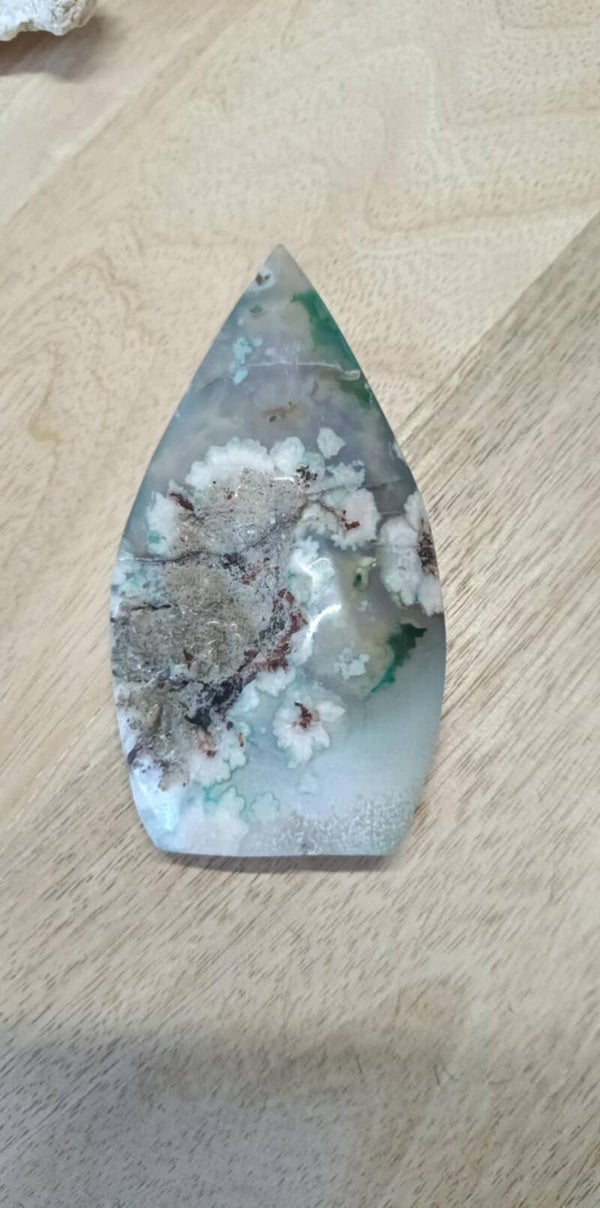 Agate Fleur de Cerisier Verte - Sakura " Forme Libre"