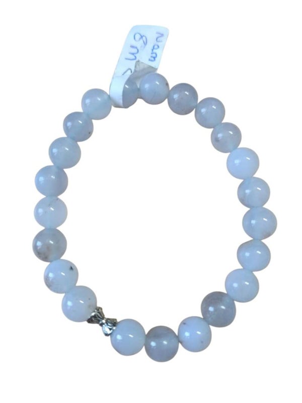 Bracelet Calcédoine Bleue 8mm de Namibie