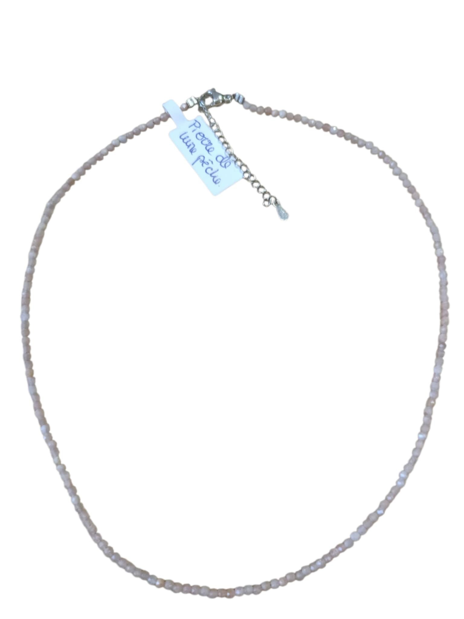 Collier Pierre de Lune Pêche 2.5mm Facetté