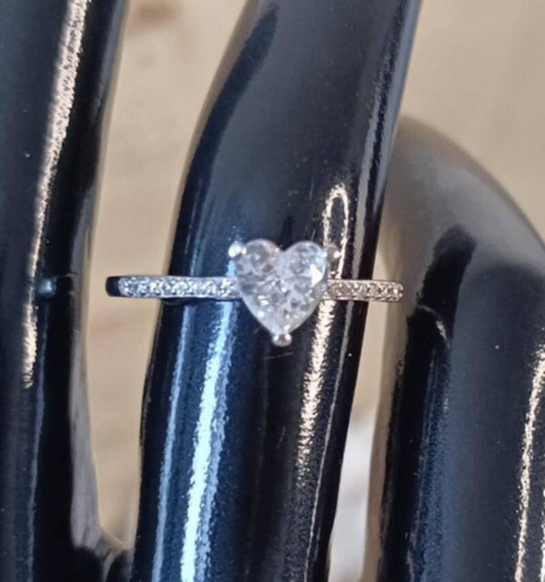 Bague Moissanite & Zircon "Coeur"