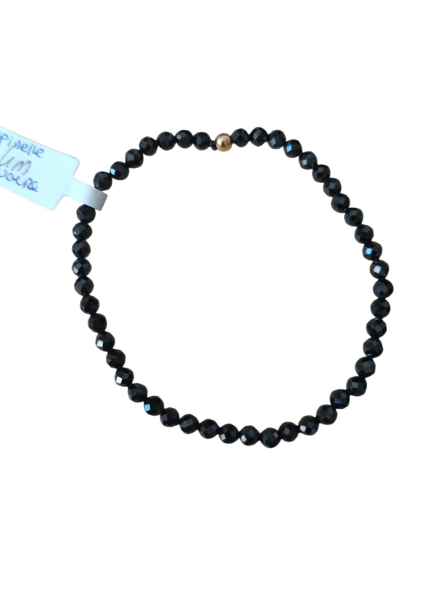 Bracelet Spinelle Noire Facetté 4mm Grade 3A