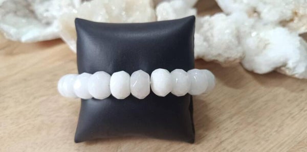 Bracelet Jade Blanc Facetté 14mm