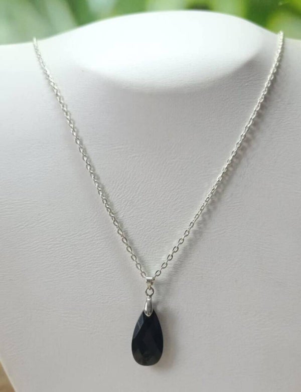 Collier Obsidienne Noire Facetté Goutte