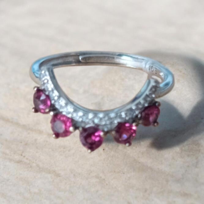 Bague Grenat Rouge & Zircon " Couronne "