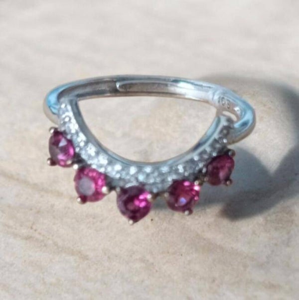 Bague Grenat Rouge & Zircon " Couronne "