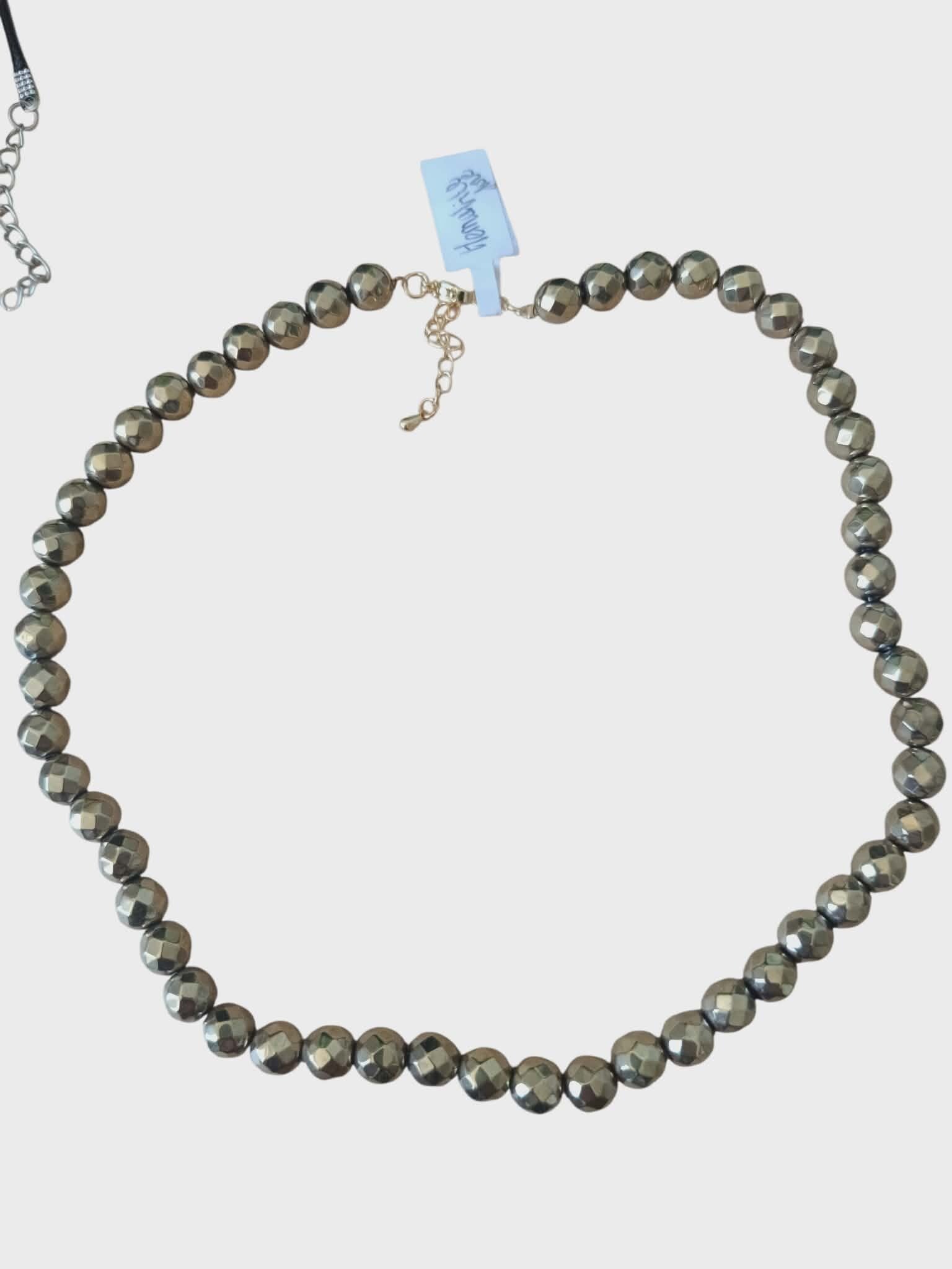 Collier Hématite Doré 8mm Facetté