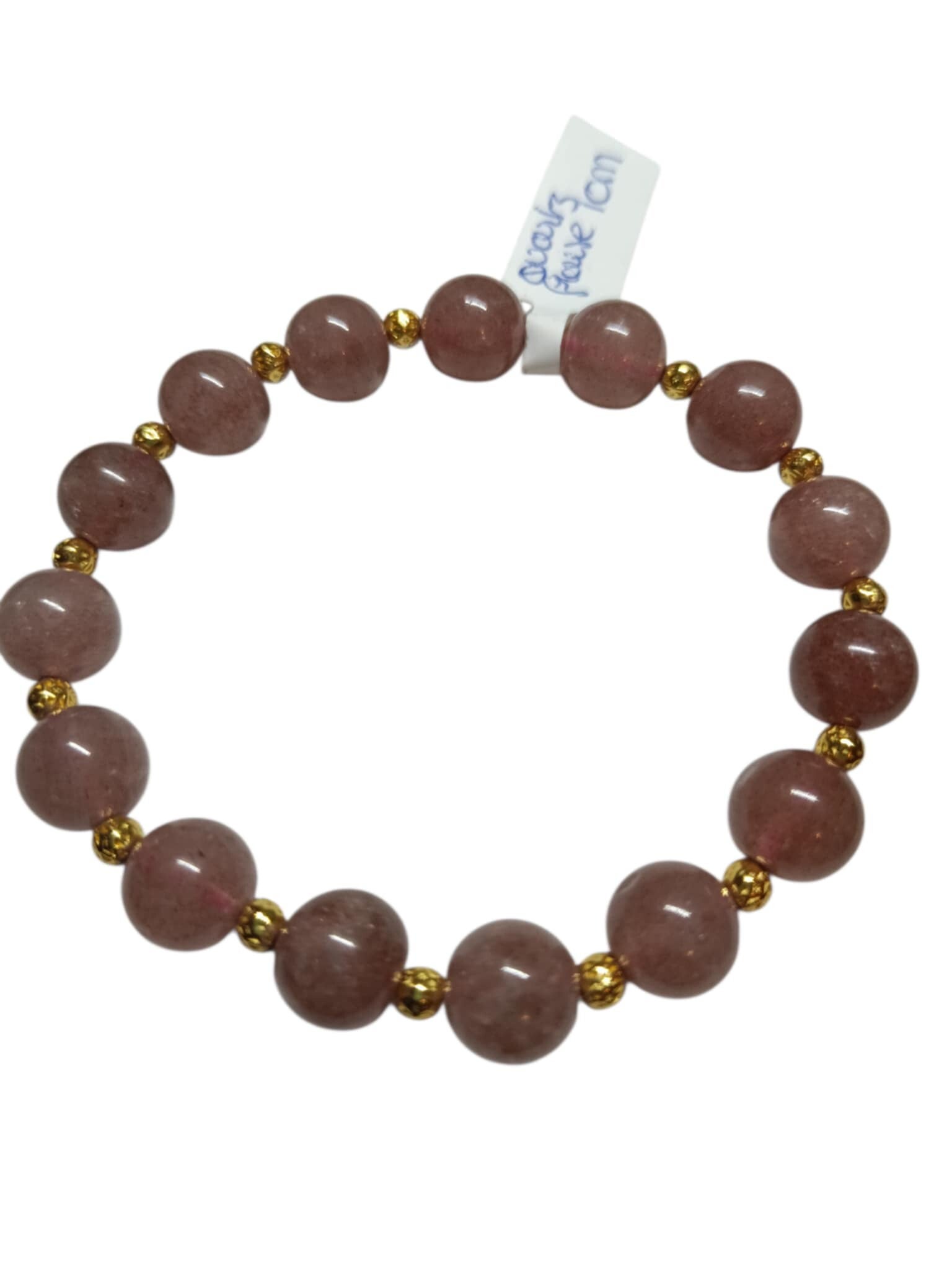 Bracelet Quartz Fraise 10mm doré