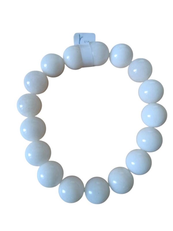 Bracelet Jade blanc 12mm grade AA