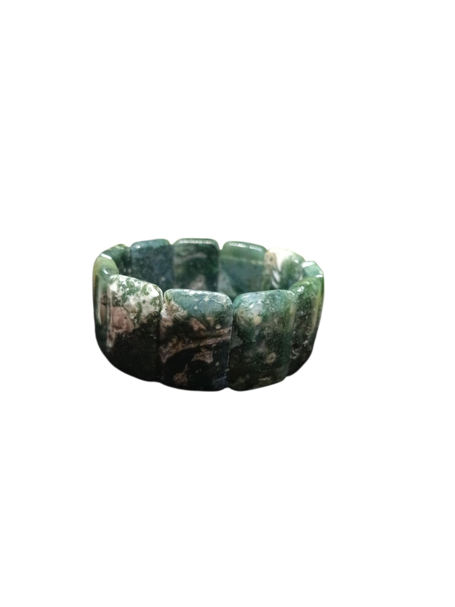 Bracelet Agate Mousse Rectangle 30mm