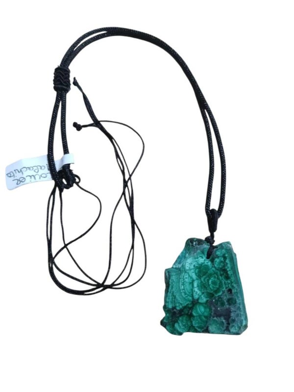 Collier Malachite Polie et Brute Réglable