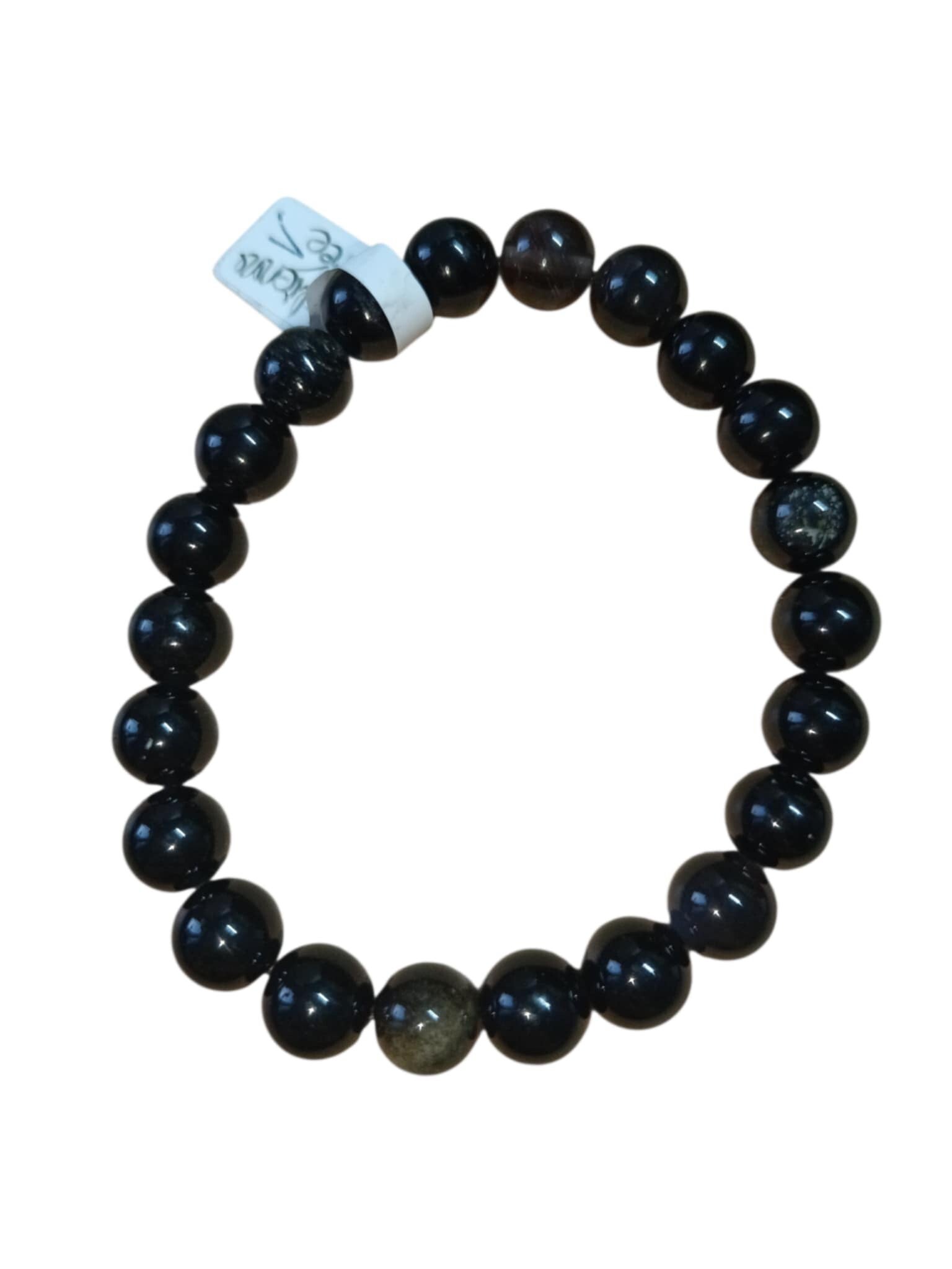 Bracelet Obsidienne Dorée 6mm