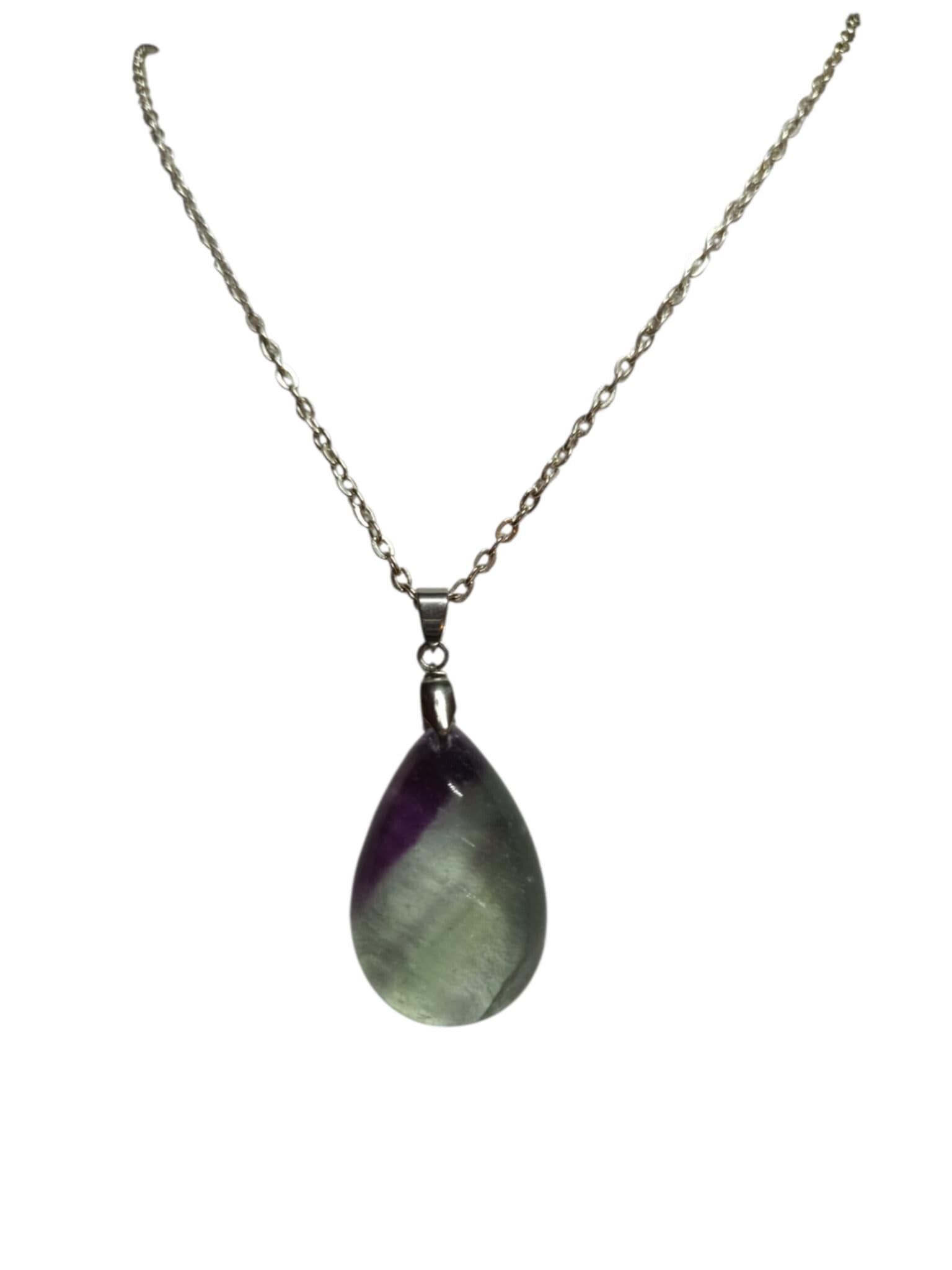 Collier Fluorite Arc en Ciel " Goutte "