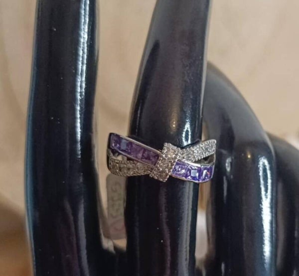 Bague Moissanite & Améthyste