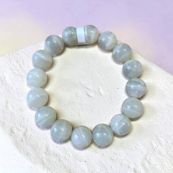 Bracelet Pierre de Lune Verte - Garniérite 14mm