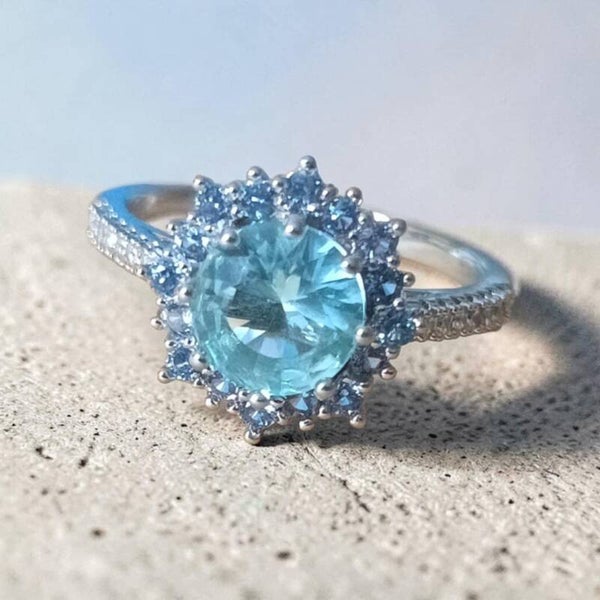 Bague Zirconium Bleue