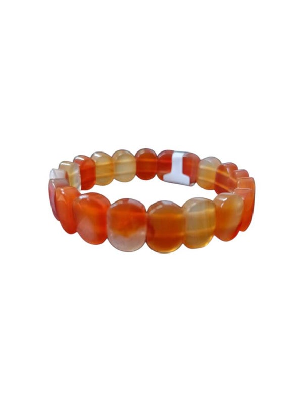 Bracelet Cornaline Ovale Facetté 14mm