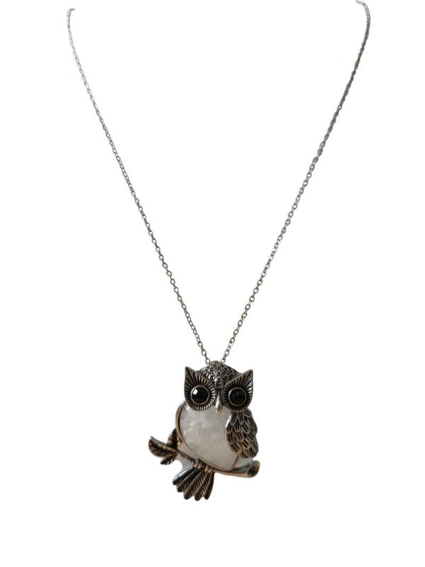 Collier Cristal de Roche " Hiboux "