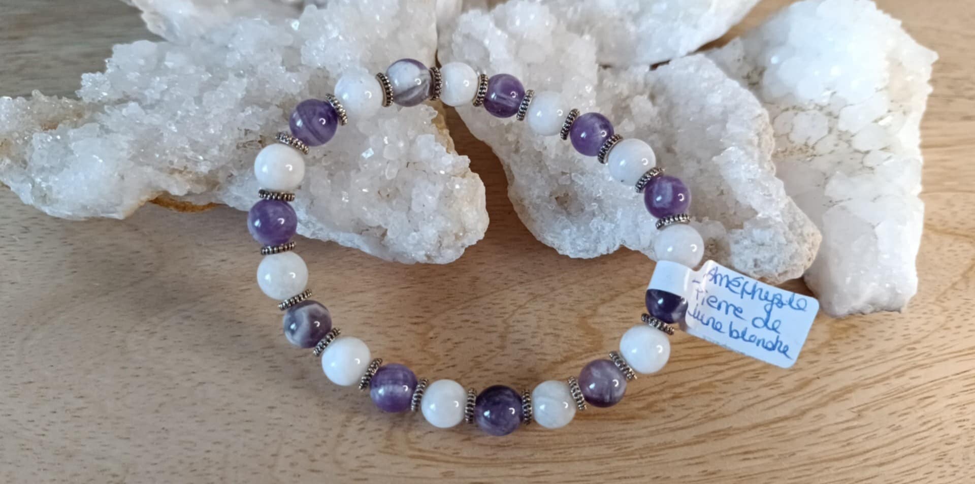 Bracelet Améthyste Chevron & Pierre de Lune