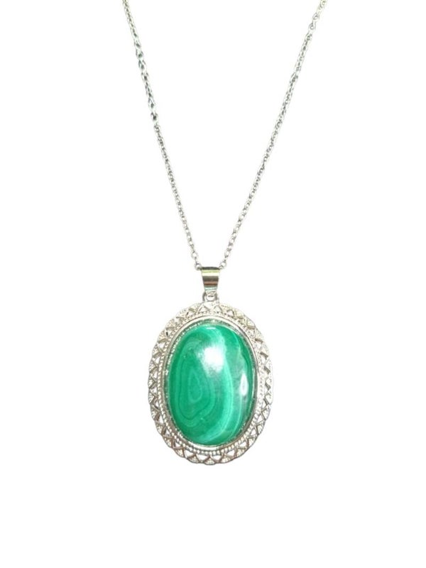 Collier Malachite Grade A en Argent (4)