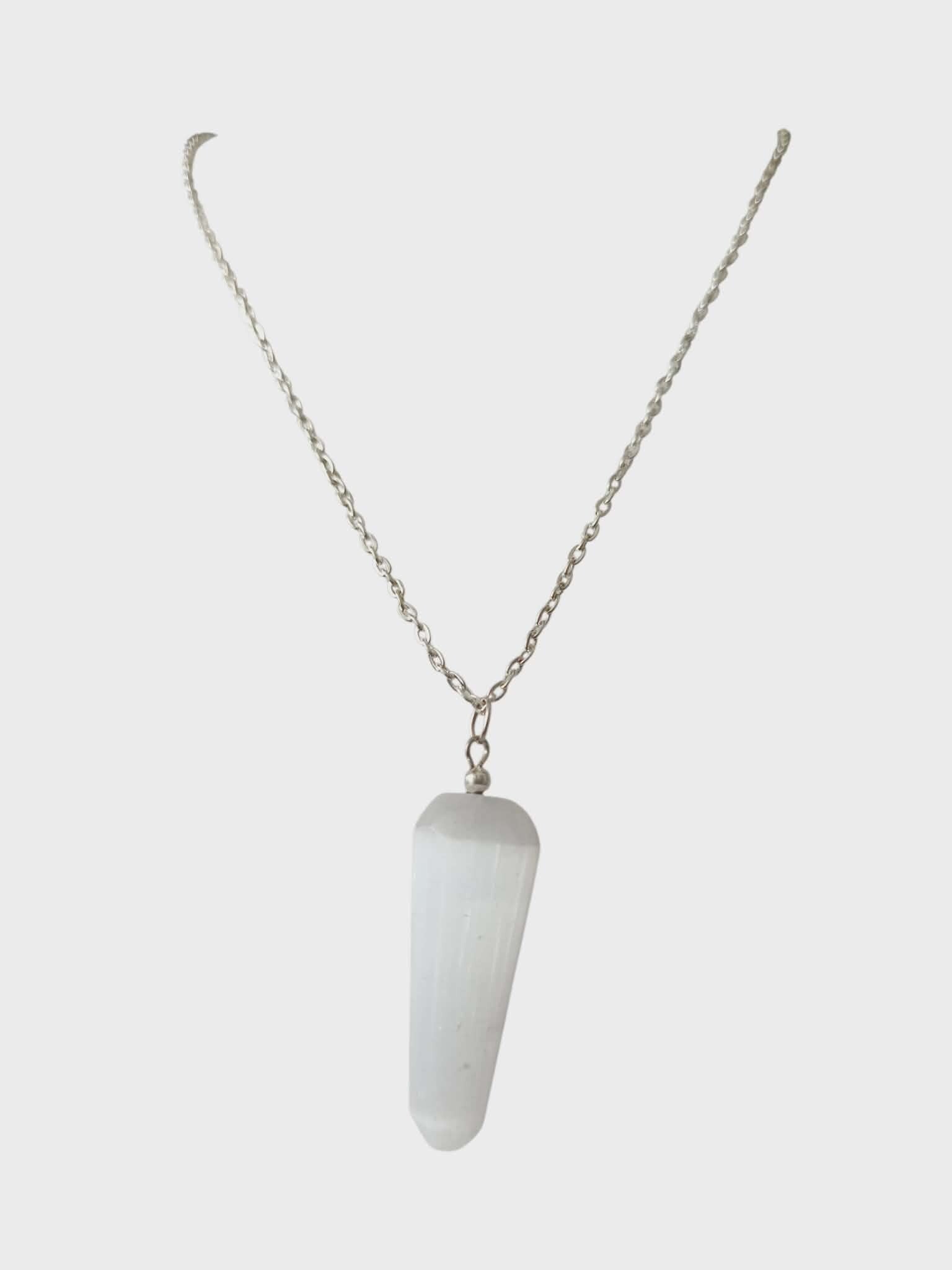 Collier Sélénite Blanche " Cône "