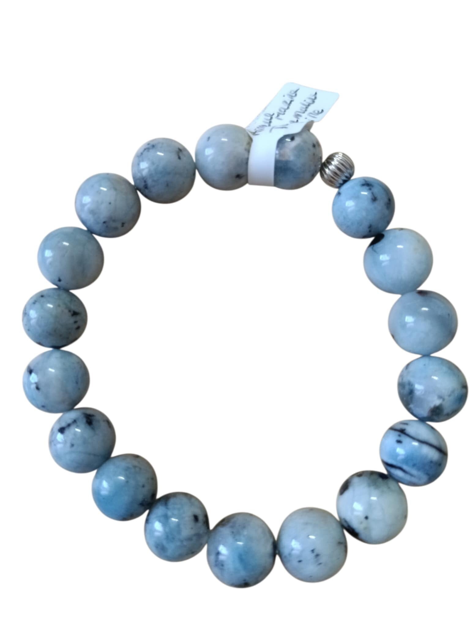 Bracelet Aigue Marine & inclusion Tourmaline Noire 11mm