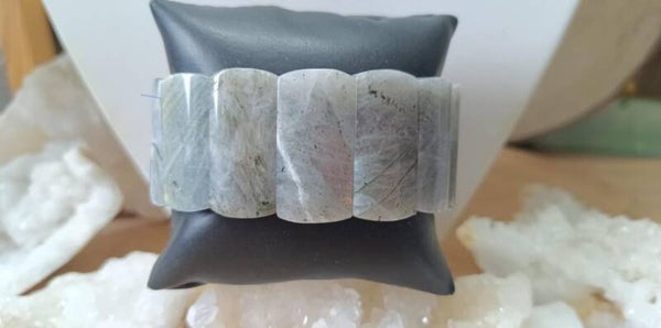 Bracelet Labradorite Violet et Verte Rectangle 3 cm