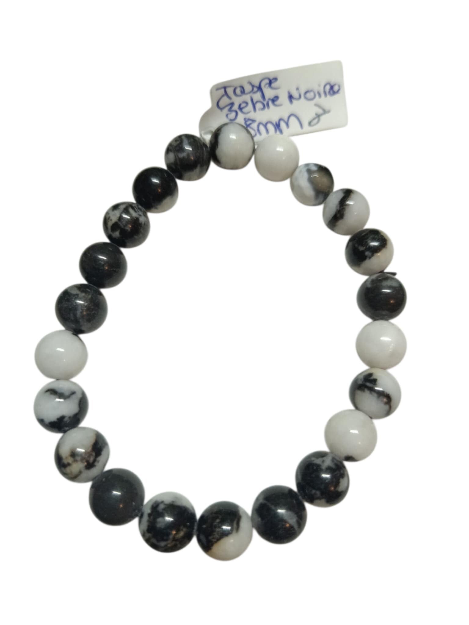 Bracelet Jaspe Zèbre Noire 8mm