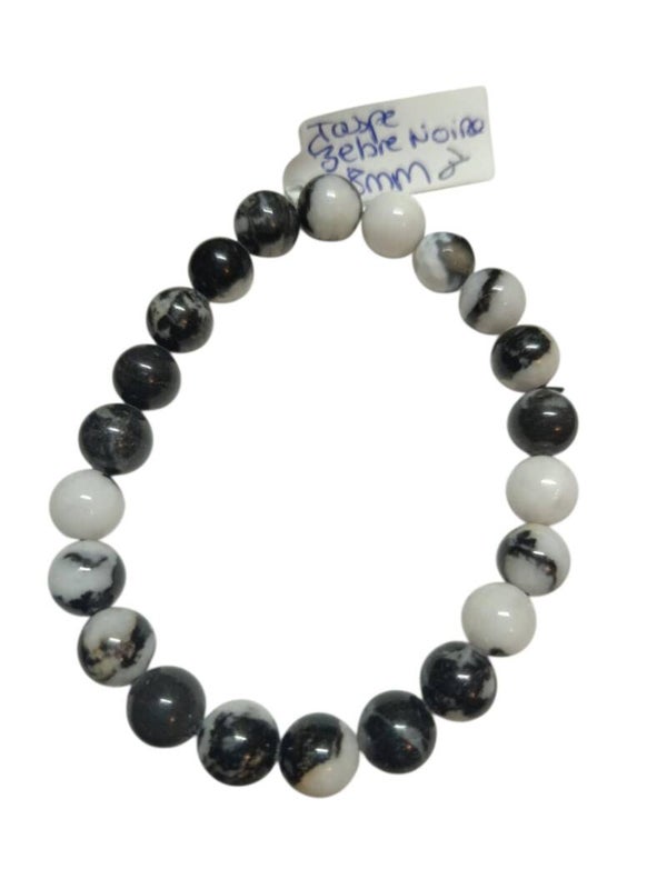 Bracelet Jaspe Zèbre Noire 8mm