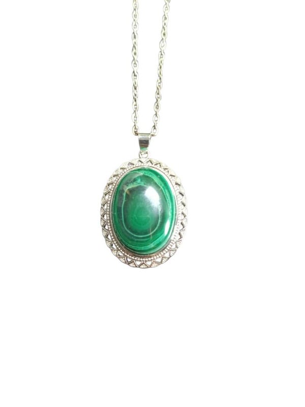 Collier Malachite Grade A en Argent (1)