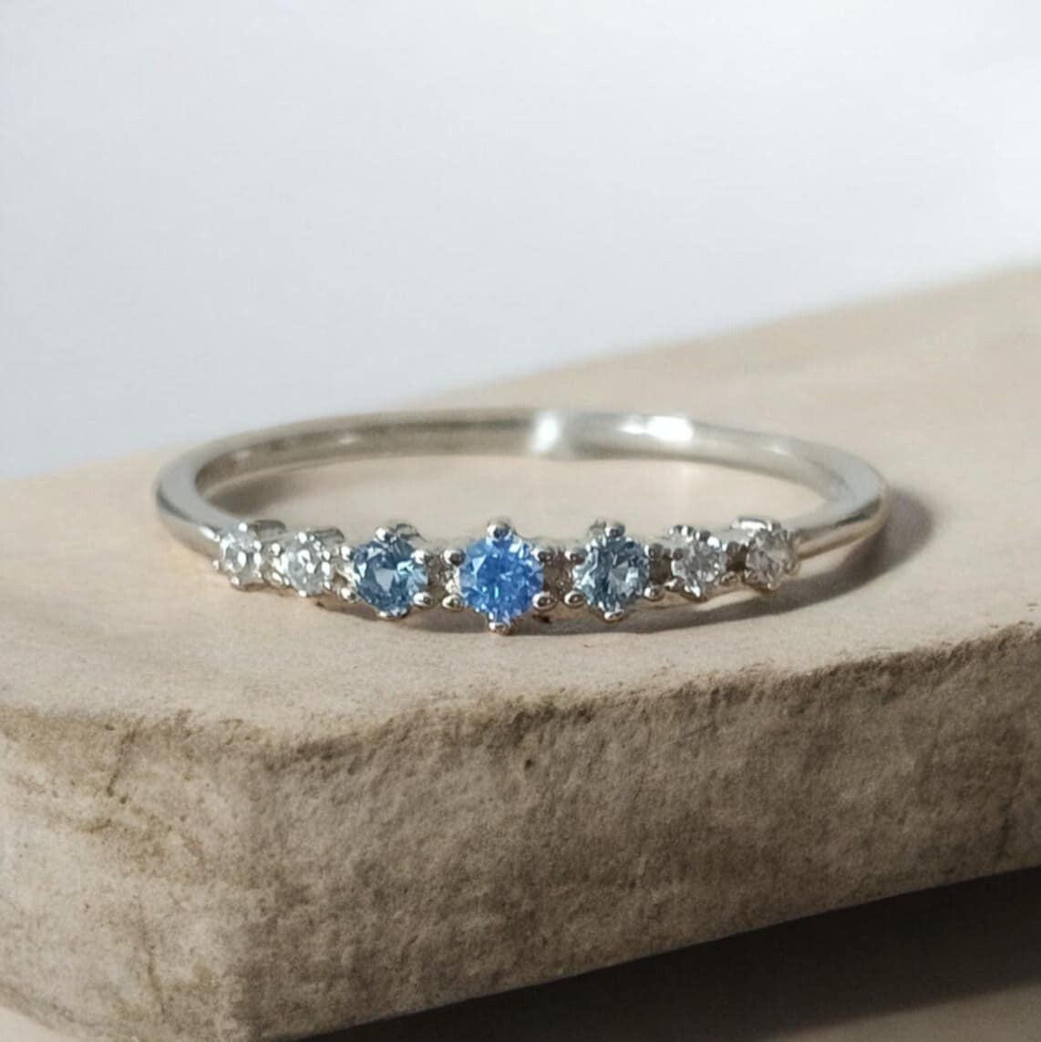 Bague Aigue Marine & Moissanite