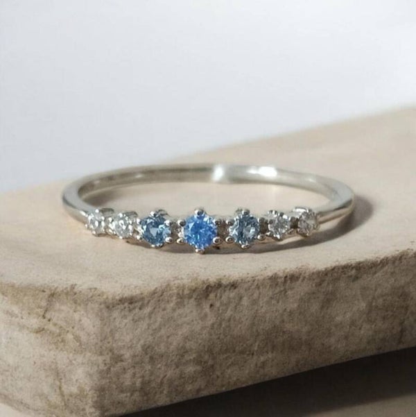 Bague Aigue Marine & Moissanite