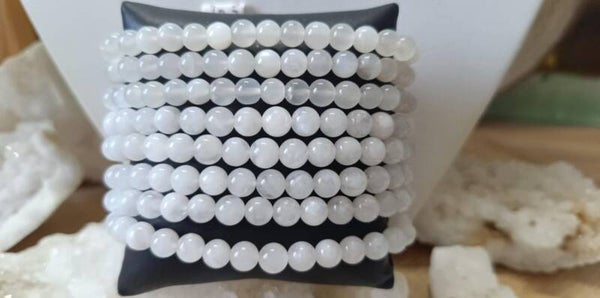 Bracelet Pierre de Lune Blanche 6-6.5mm