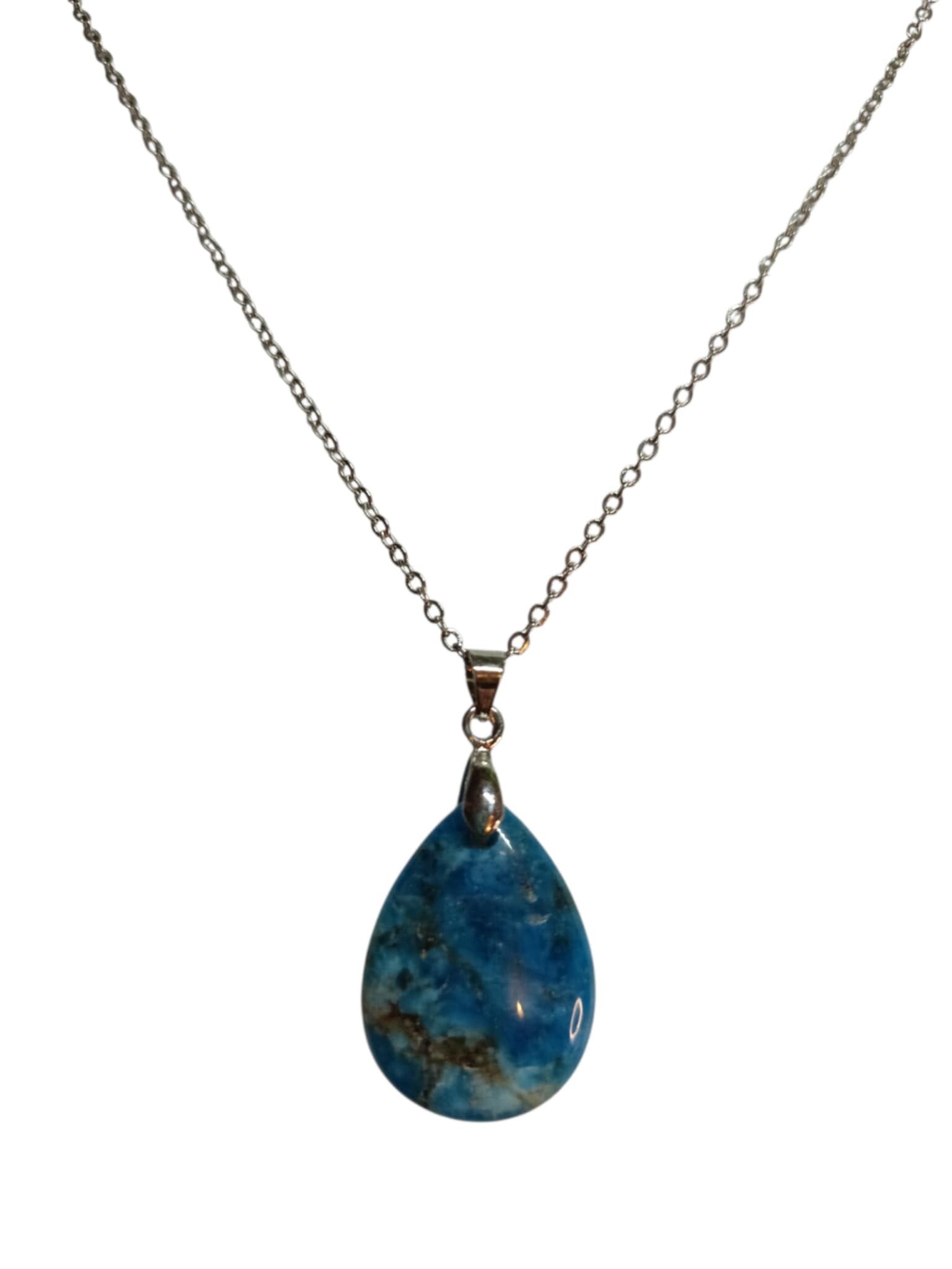 Collier Apatite Bleue " Goutte " Grade A