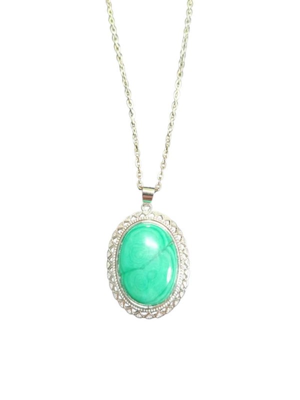 Collier Malachite Grade A en Argent (7)