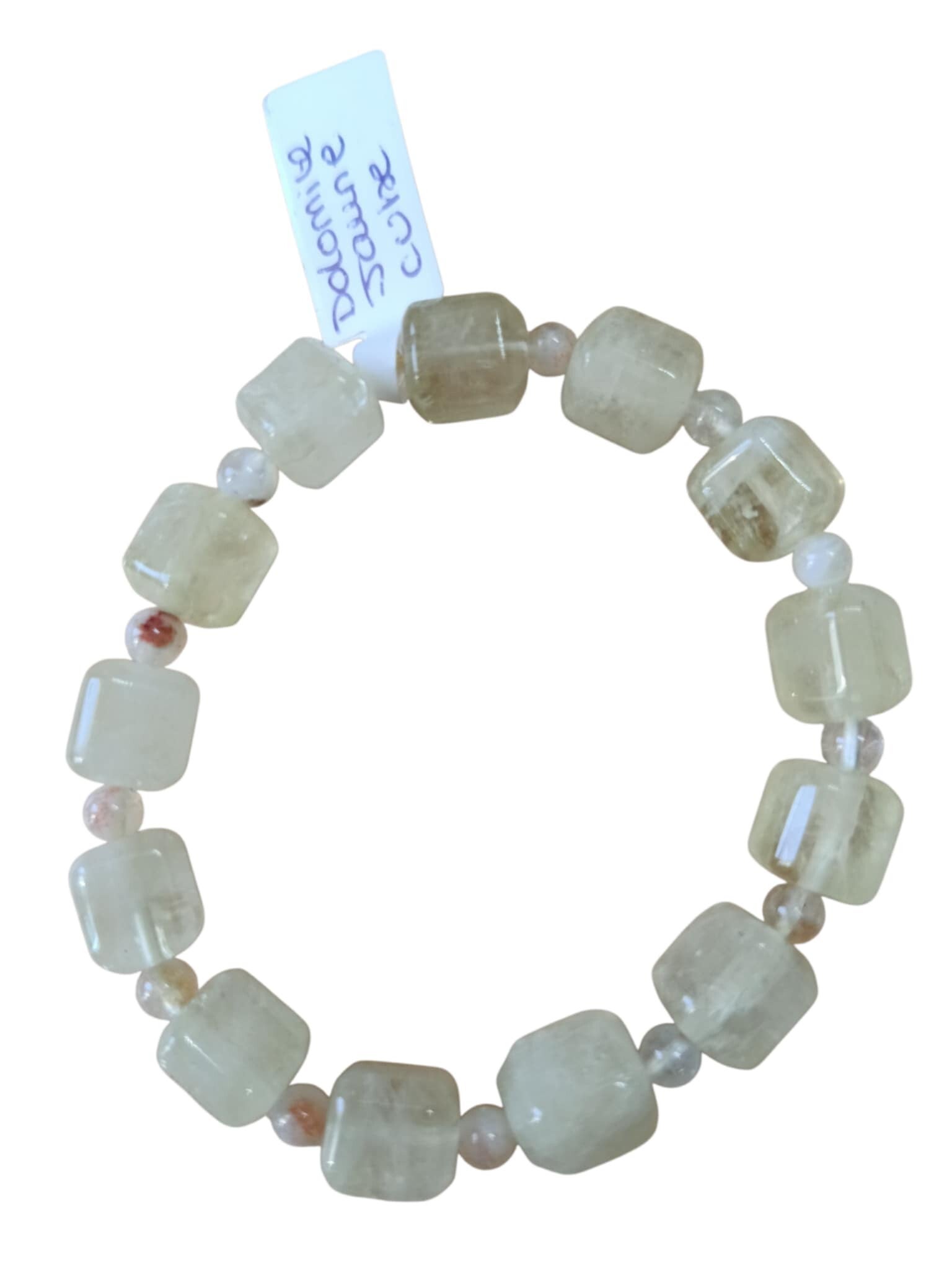 Bracelet Dolomite jaune cube 10mm
