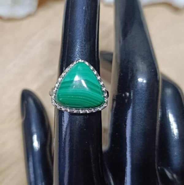 Bague Malachite Triangle Réglable n°1