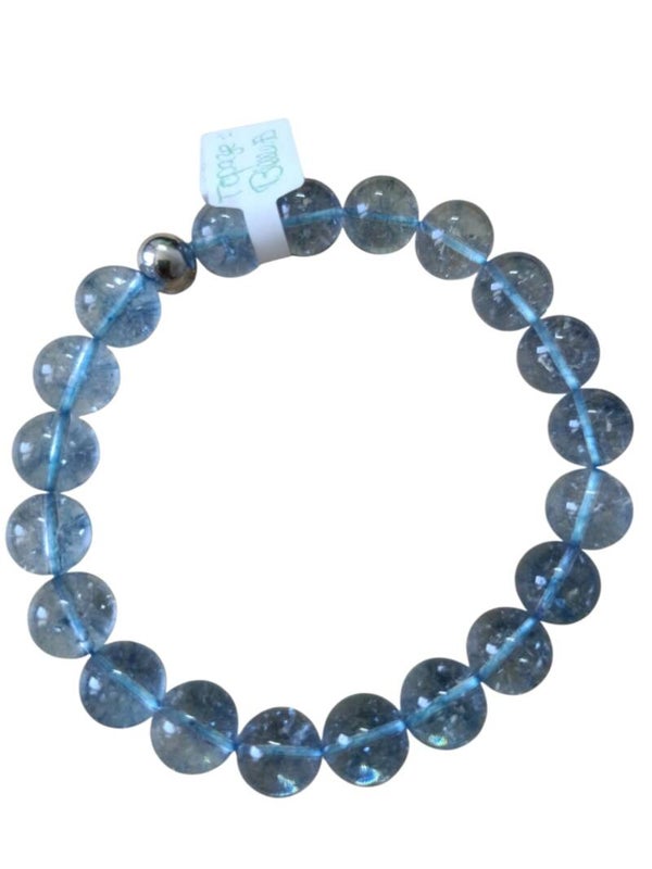 Bracelet Topaze Bleue 10mm Grade AB