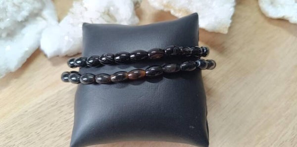 Bracelet Agate Noire Ovoïde