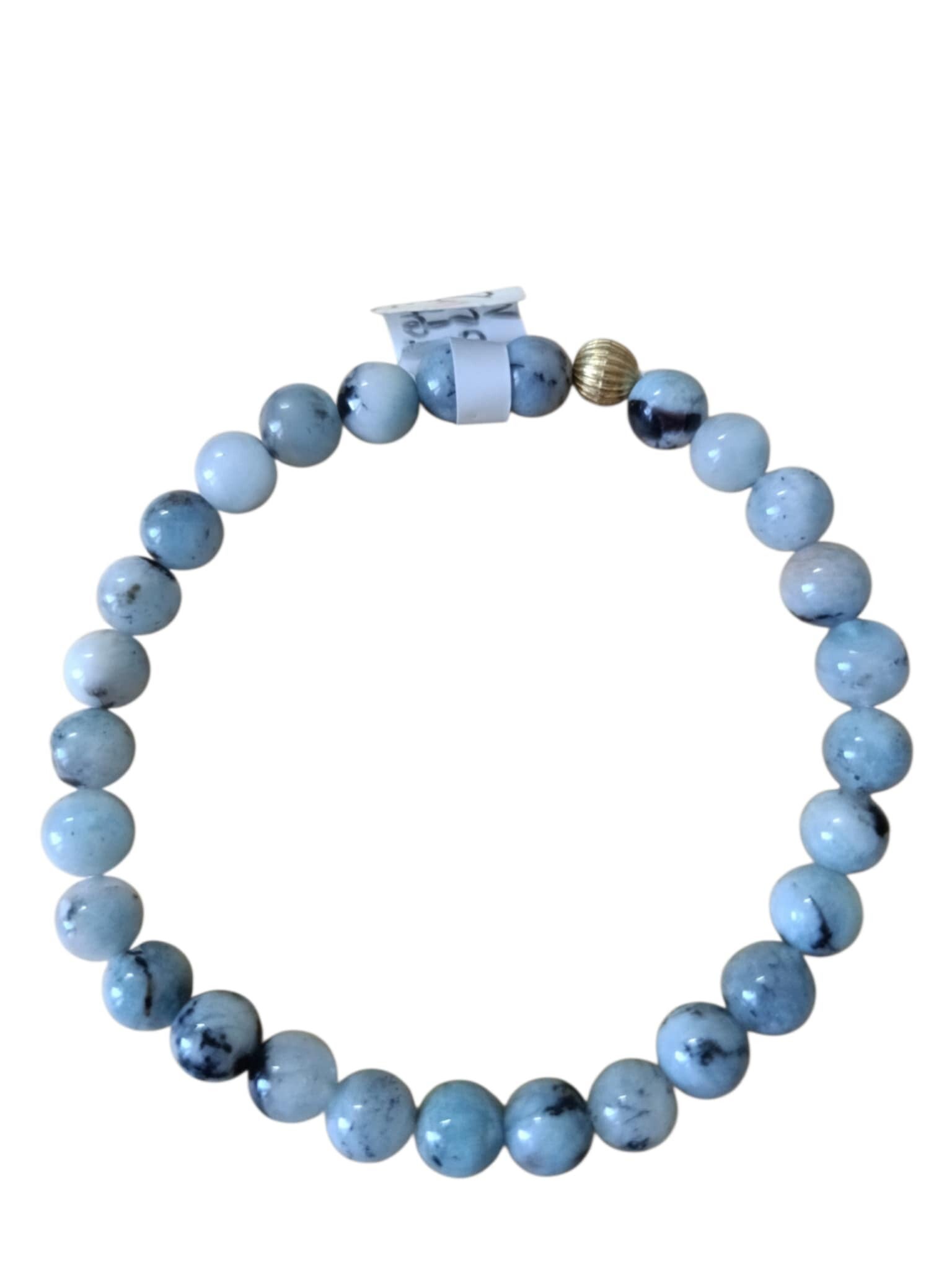 Bracelet Aigue Marine & inclusion Tourmaline Noire 7mm
